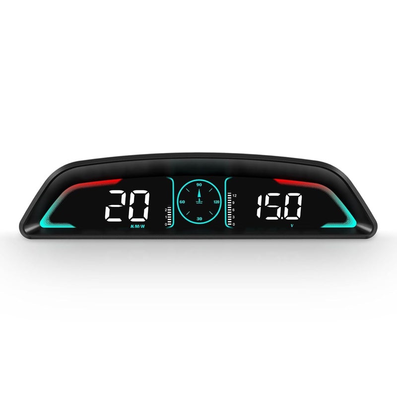 AZIJYV شاشة عرض القياسات OBD2، شاشة عرض أمامية للسيارات، عداد السرعة مع السرعة، دو��ان المحرك في الدقيقة، الساعة، إنذار السرعة الزائدة، إنذار درجة حرارة الماء، تذكير القيادة المتعبة، يناسب معظم الموديلات بعد عام 2008 - Image 1