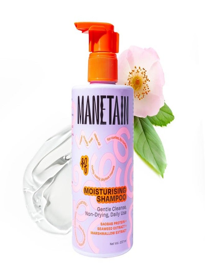 MANETAIN Moisturising Shampoo 237ml for Curly, Dry & Frizzy Hair | Sulphate & Paraben Free | Hydrates & Strengthens with Baobab Protein, Seaweed & Marshmallow Extract | CG-Friendly, Gentle Cleanser for Soft, Defined Curls - Image 1