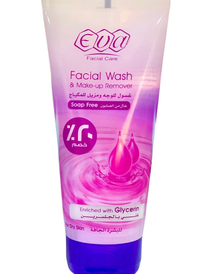 إيفا غسول الوجه ومزيل المكياج من إيفا غني بالجلسرين للبشرة الجافة 150 مل