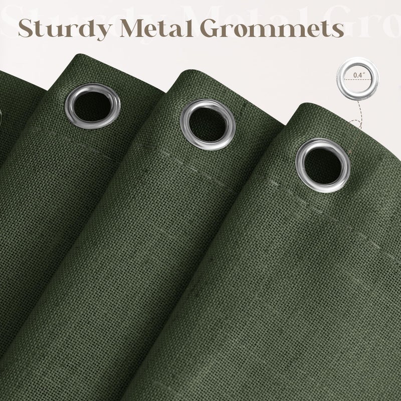 DUKIYO Olive Green Linen Shower Curtain Boho Farmhouse Shower Curtains for Bathroom Dark Green Aesthetic Bath Decor Sheer Cloth Water Repellent with Hooks Sets Spring Decor 72x72 Inch - Image 5