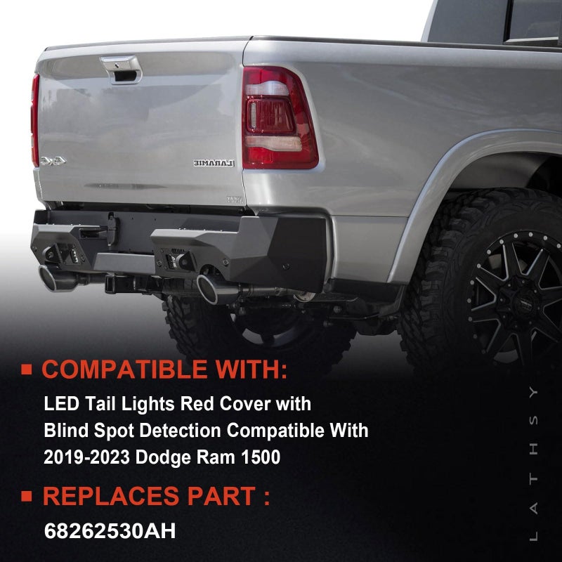 Lathsy LED Tail Light Red Cover with Blind Spot Compatible With 2019-2023 Dodge Ram 1500 Right Passenger Side Replace 68262530AH - Image 2