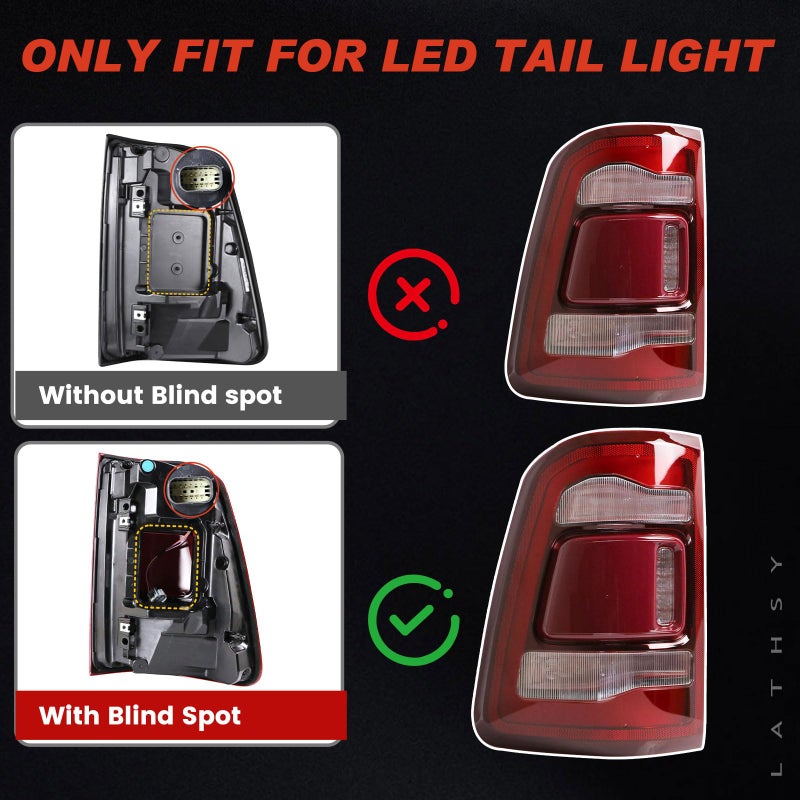 Lathsy LED Tail Light Red Cover with Blind Spot Compatible With 2019-2023 Dodge Ram 1500 Right Passenger Side Replace 68262530AH - Image 4