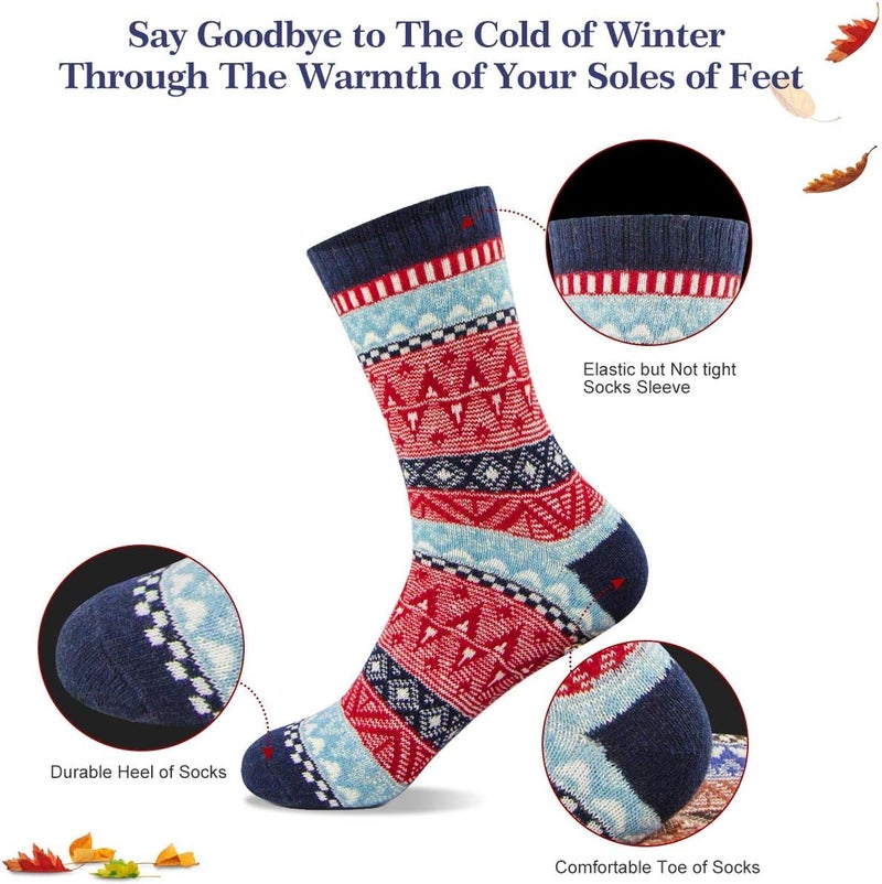FYC Socks for Women - Stocking Stuffers Gifts for Women - Warm Thick Soft Wool Cozy Crew Socks Christmas Gifts for Woman - Image 5
