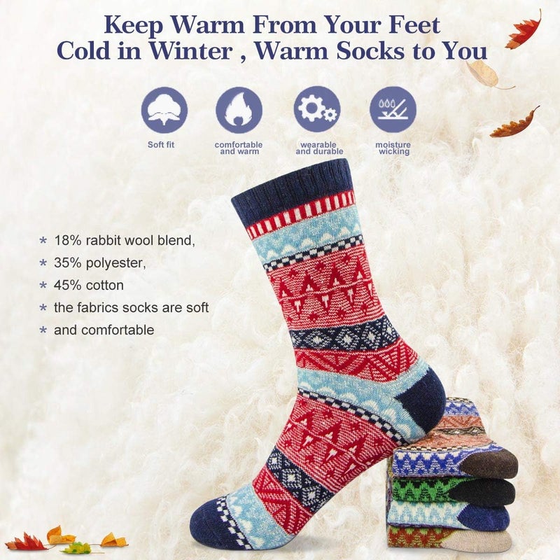 FYC Socks for Women - Stocking Stuffers Gifts for Women - Warm Thick Soft Wool Cozy Crew Socks Christmas Gifts for Woman - Image 4