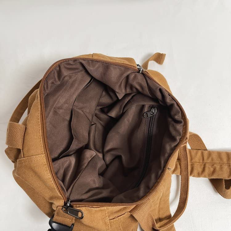 Sumleno Small Boho Canvas Backpack for Women Vintage Style Outdoor Travel Bag Casual Daypack Grunge Aesthetic Hippie Y2K Backpack (Green,One Size) - Image 5