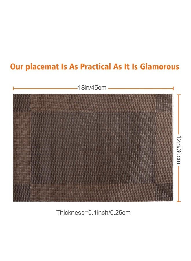 Bxzandya Placemats Set of 8,Washable,Heat and Stain Resistant Indoor/Outdoor Place mats, Vinyl Woven Non Slip Table Mats for Restaurant Table Protection, PVC Table Placemats.(Brown,8PCS) - Image 3