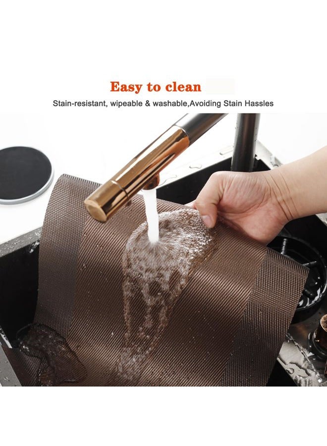 Bxzandya Placemats Set of 8,Washable,Heat and Stain Resistant Indoor/Outdoor Place mats, Vinyl Woven Non Slip Table Mats for Restaurant Table Protection, PVC Table Placemats.(Brown,8PCS) - Image 5