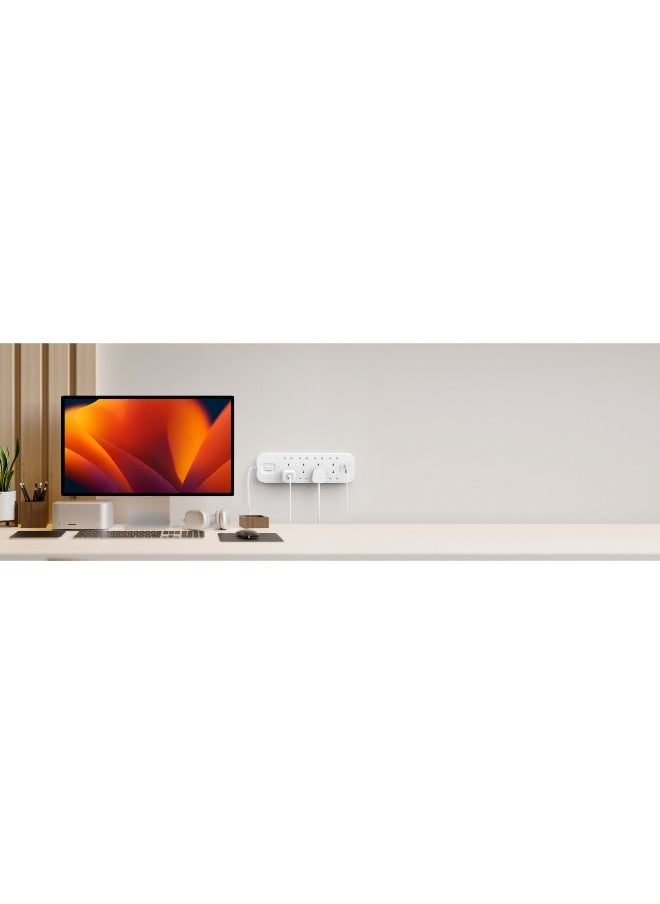 belkin - 8-Outlet Surge Protector w/ Charging Ports 18W | 2meters Cable Length, 900 Joules Protection, PD Fast Charge 1x USB/C 1x USB-A, Heavy Duty Chord, w/ Switch & LED Indicator - UK 3-Pin - Image 1