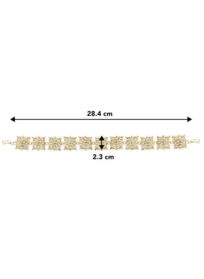 Peora Gold Plated Traditional Floral Kundan Pearl Studded Rajasthani Sheeshpatti Sheeshphool Mathapatti for Women - Image 5