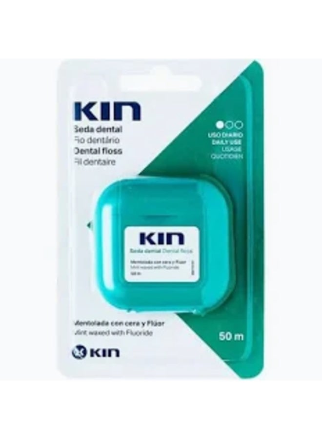 KIN Dental Floss, Waxed with Fluoride, 50m