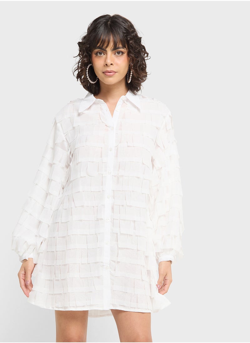 Jaded Rose 3D Textured Button Down Shirt Dress  - Image 1
