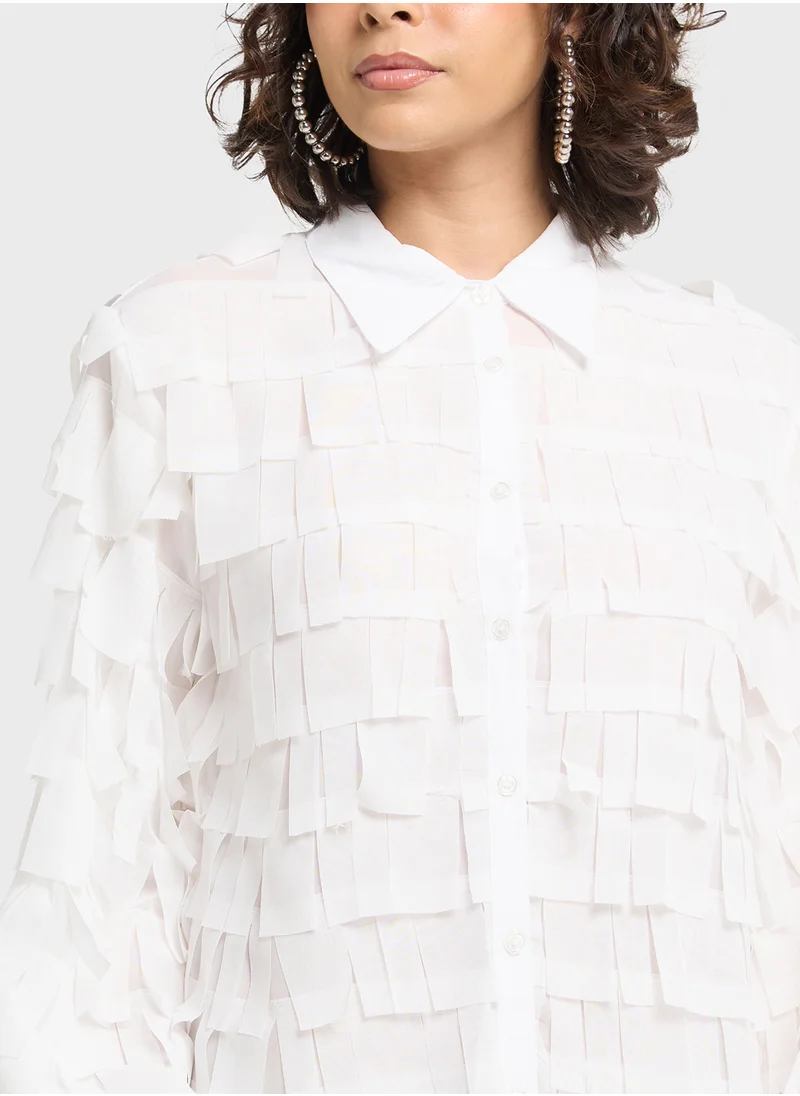Jaded Rose 3D Textured Button Down Shirt Dress