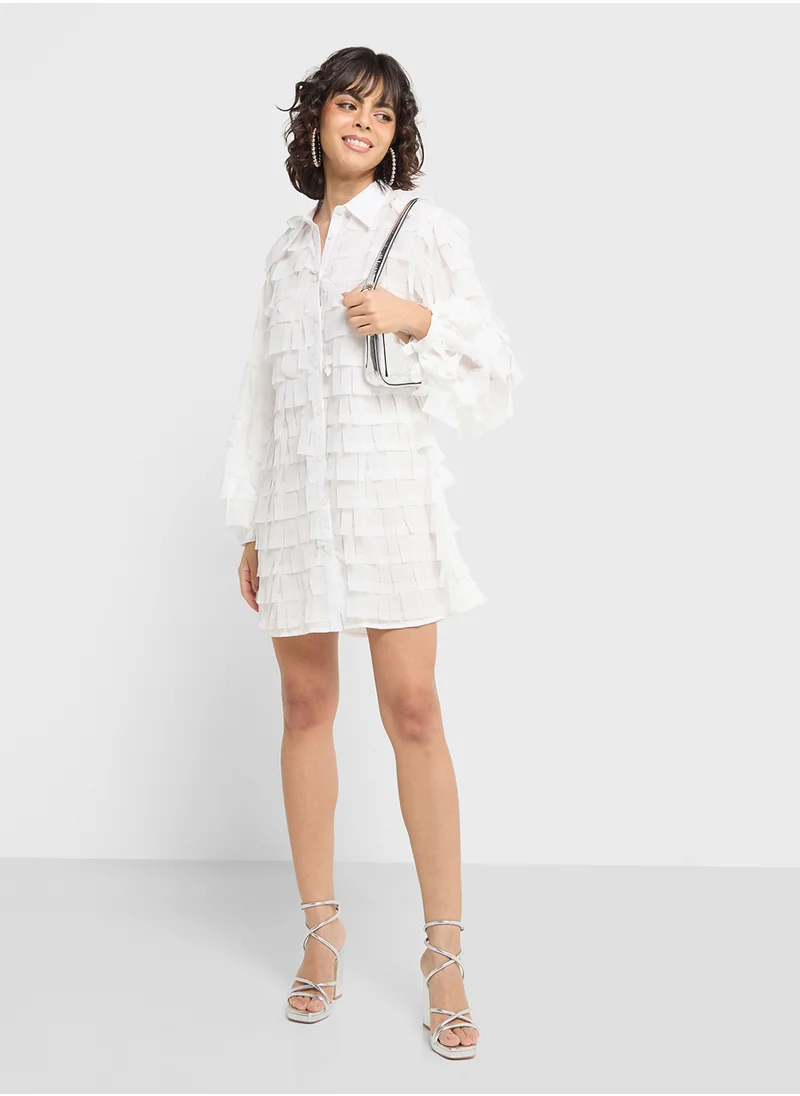 Jaded Rose 3D Textured Button Down Shirt Dress