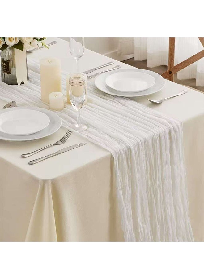 Translucent Table Runner Chessian Tablecloth for Wedding Reception Bridal Shower Party Decoration Table Centerpiece 400CM  - Image 3