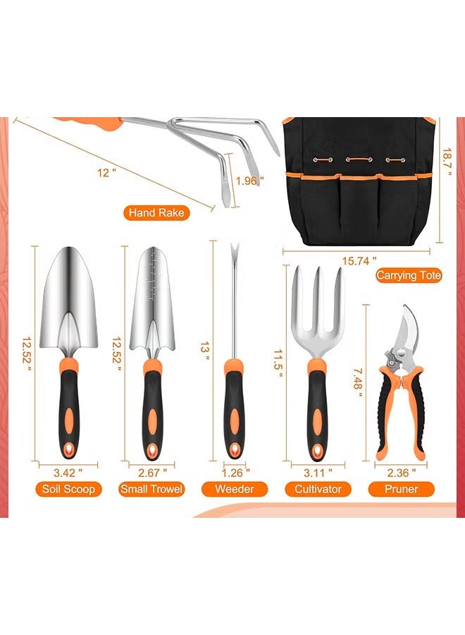 EETU Garden Tool Set,7PCS Stainless Steel Heavy Duty Gardening Tool Set,With Non-Slip Rubber Grip,Storage Tote Bag,Outdoor Hand Tools,Ideal Garden Tool Kit Gifts For Women And Men - Image 2