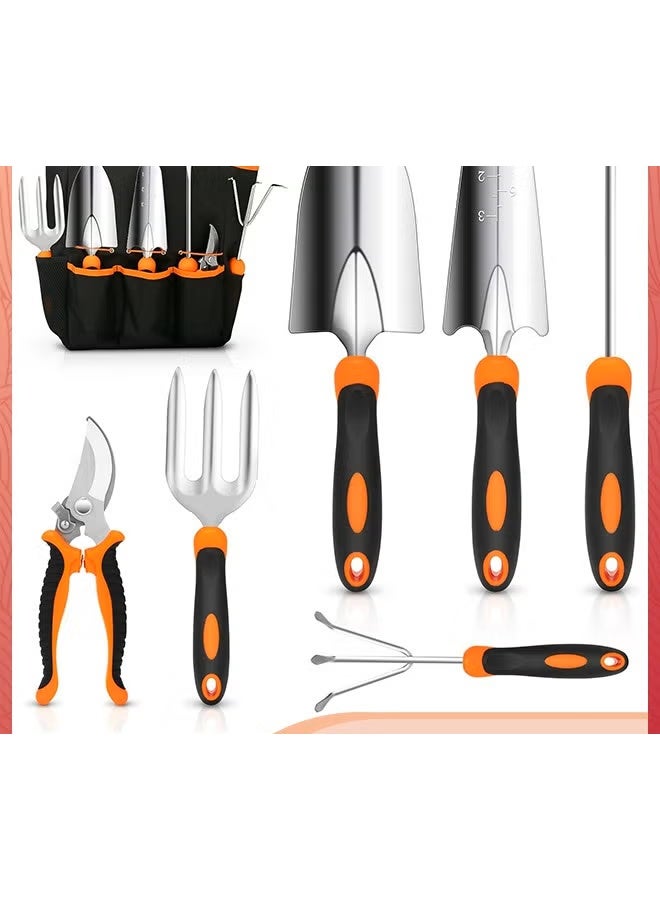 EETU Garden Tool Set,7PCS Stainless Steel Heavy Duty Gardening Tool Set,With Non-Slip Rubber Grip,Storage Tote Bag,Outdoor Hand Tools,Ideal Garden Tool Kit Gifts For Women And Men - Image 1