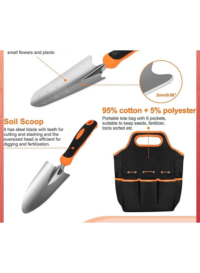 EETU Garden Tool Set,7PCS Stainless Steel Heavy Duty Gardening Tool Set,With Non-Slip Rubber Grip,Storage Tote Bag,Outdoor Hand Tools,Ideal Garden Tool Kit Gifts For Women And Men - Image 4