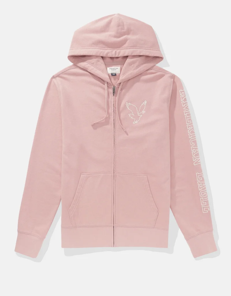 امريكان ايجل Logo Fleece Graphic Zip-Up Hoodie