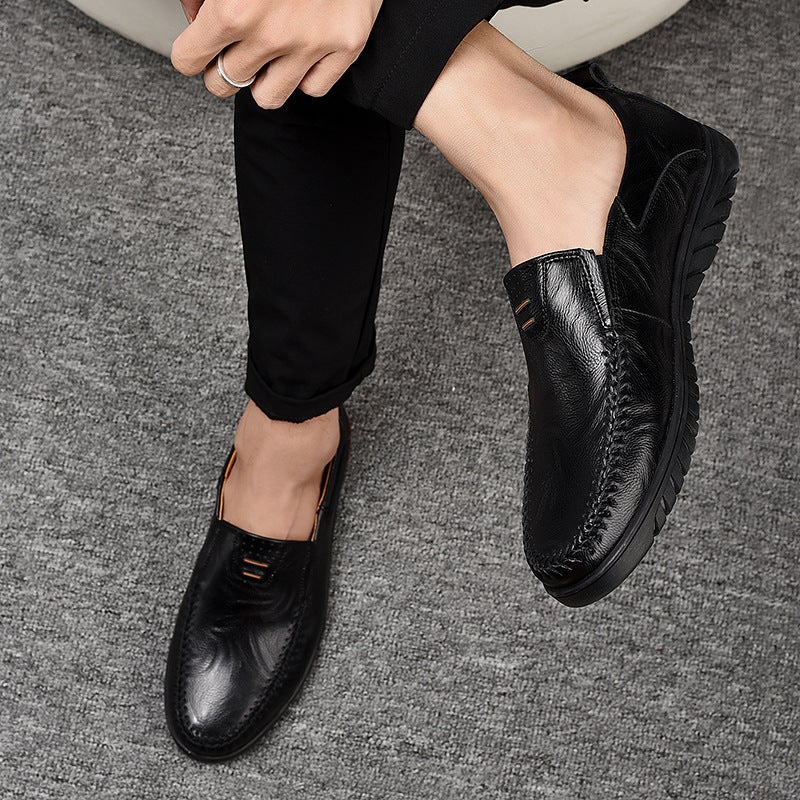 Men'S Slip-On Lazy Loafers Large Size Breathable Bean Shoes Low-Top Sleeve Casual Leather Shoes - Image 4