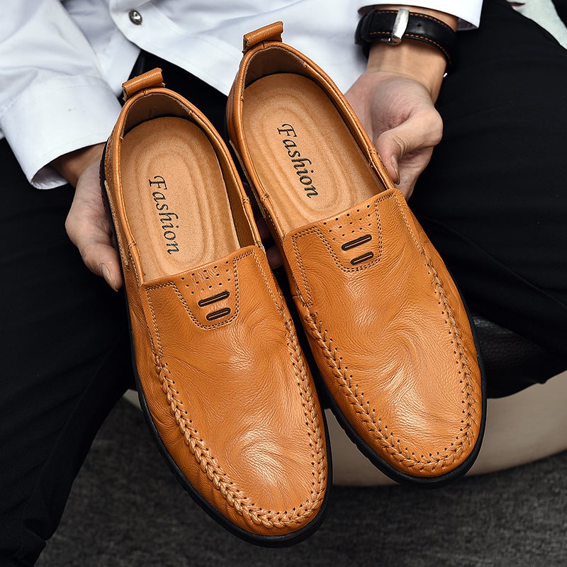 Men'S Slip-On Lazy Loafers Large Size Breathable Bean Shoes Low-Top Sleeve Casual Leather Shoes - Image 5