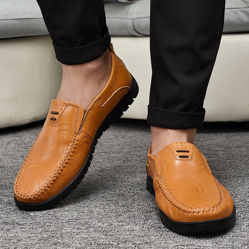 Men'S Slip-On Lazy Loafers Large Size Breathable Bean Shoes Low-Top Sleeve Casual Leather Shoes - Image 3