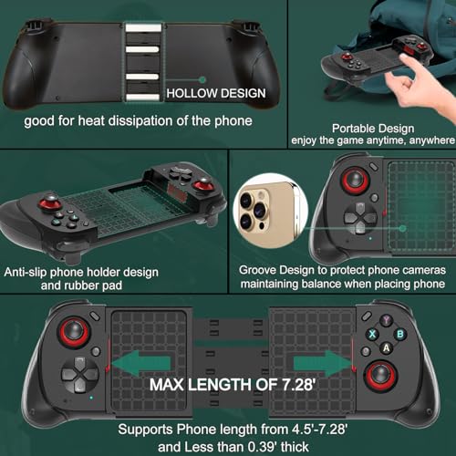 Megadream iOS/Android/PC Wireless Game Controller, Mobile Gamepad Joystick for iPhone 16/15/14/13, iPad, Samsung Galaxy/LG/TCL Phone Tablet- Hall Trigger - Call of Duty, Genshin Impact, Cloud Game, Delta Emulator - Image 3