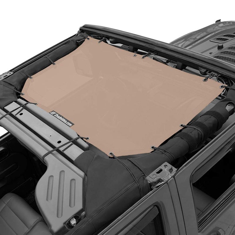 Shadeidea JK Sun Shade Top Compatible with Jeep Wrangler JKU Top Sunshade Soft Mesh Roof Cover 20072018 Wind Noise UV Blocker 10 Year Warranty 4 Door  2 Door Tan Front
