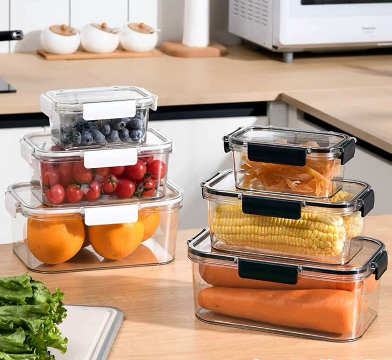 Clear Clear Clear Clear Refrigerator Box Set for Fresh Vegetables and Fruits Various Sizes,Outdoor School Picnic Lunch Box Picnic Picnic Insect Resistant Moisture Proof (Black)