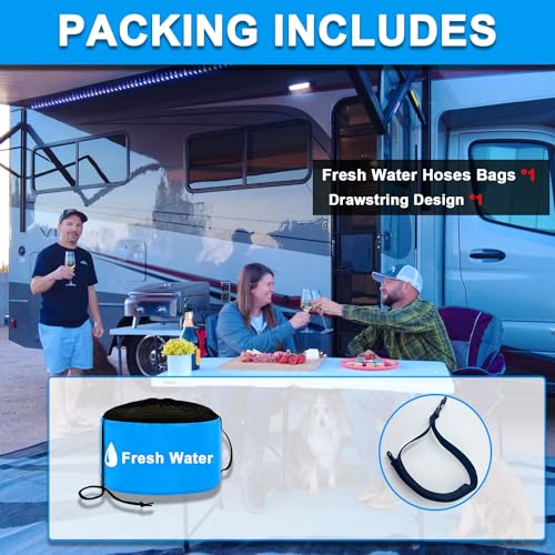 UNXMRFF 1-Pack Waterproof RV Hose Storage Bags with Drawstring Mesh Top, RV Utility Bag, Sewer Hose Bag, RV Camper Tools Accessories Bag for Fresh/Black Water Sewer Hoses and Electrical Cords - Image 5
