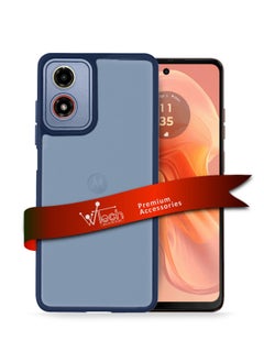 Wtech Hybrid Silicone With Translucent Back Protective Lens Sheild Case Cover For Motorola Moto G04 4G Blue  - Image 1