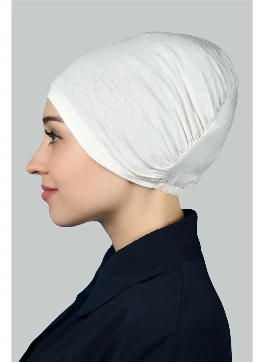 التوبة Ready-made Practical Snap-On Elastic Hijab Bonnet - Ecru