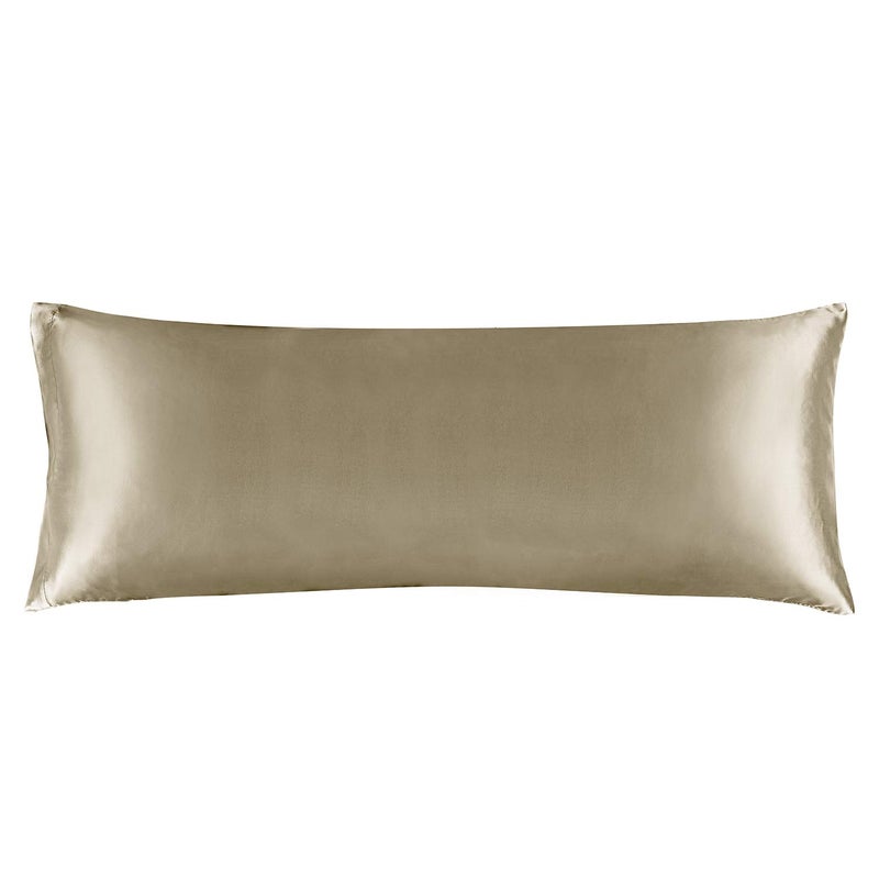 BEDELITE Satin Body Pillow Cover, Super Soft and Cooling Body Pillow Pillowcase for Hair and Skin, Breathable Silky Full Long Pillowcase Cover(20"x54", Taupe) - Image 1