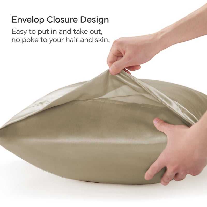 BEDELITE Satin Body Pillow Cover, Super Soft and Cooling Body Pillow Pillowcase for Hair and Skin, Breathable Silky Full Long Pillowcase Cover(20"x54", Taupe) - Image 4