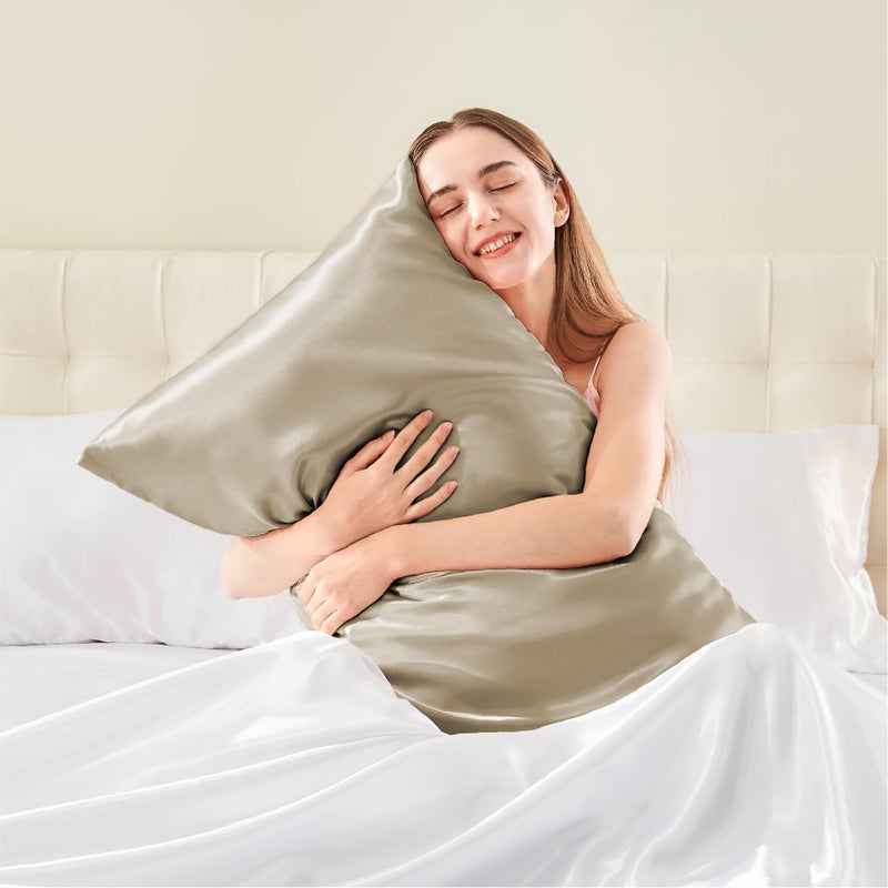 BEDELITE Satin Body Pillow Cover, Super Soft and Cooling Body Pillow Pillowcase for Hair and Skin, Breathable Silky Full Long Pillowcase Cover(20"x54", Taupe) - Image 2