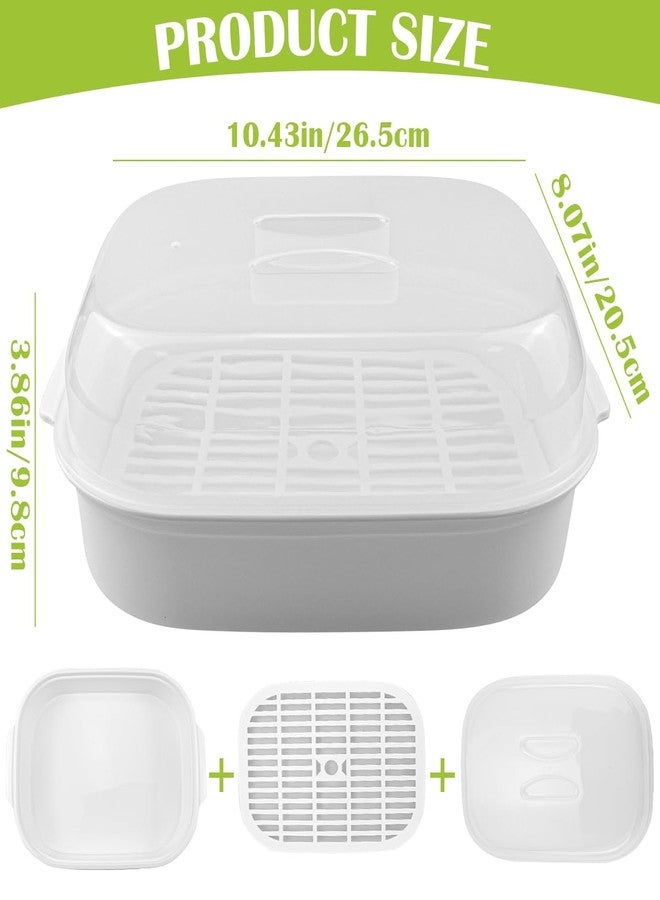 DOERDO DD DOERDO Plastic Microwave Steamer for Vegetable, Kitchen Heating Steamer with Lid for Vegetables Seafood Cooking 10.4x8.1 Inch, White - Image 2