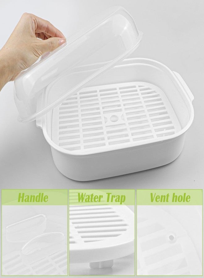 DOERDO DD DOERDO Plastic Microwave Steamer for Vegetable, Kitchen Heating Steamer with Lid for Vegetables Seafood Cooking 10.4x8.1 Inch, White - Image 3