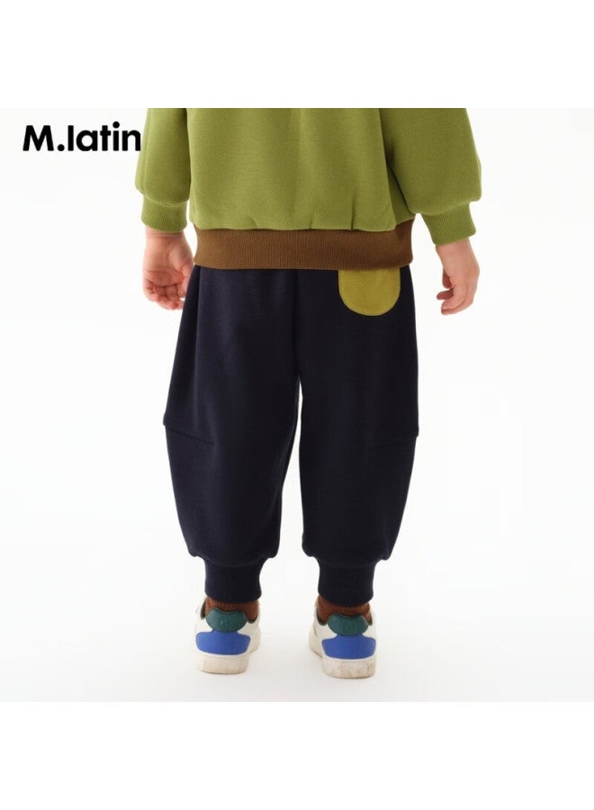 M.latin Kids Pants 24 Winter New Boys Toddler Knit Long Pants Navy 130cm - Image 1