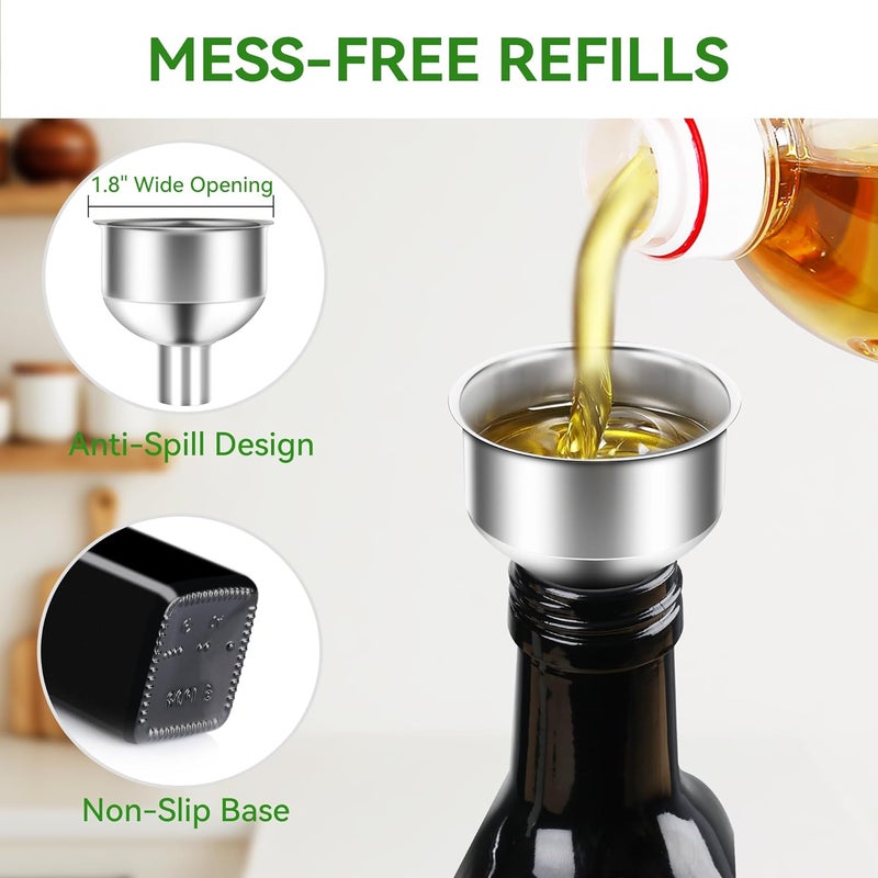 Vakoo Oil and Vinegar Dispenser Set - 17oz/500ml, Extra Thick Glass, Leak-Proof, Olive Oil Dispenser Bottle for Kitchen (Blue Black) - Image 5
