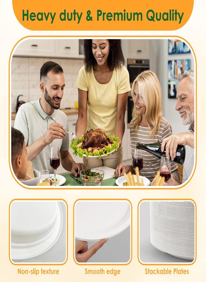 FEHHTO 100% Compostable Oval Paper Plates, 12.5Inch 50Pack Disposable Heavy Duty Bagasse Platters Eco-Friendly Biodegradable Sugarcane Plates for BBQ, Party, Picnic - Off White - Image 5