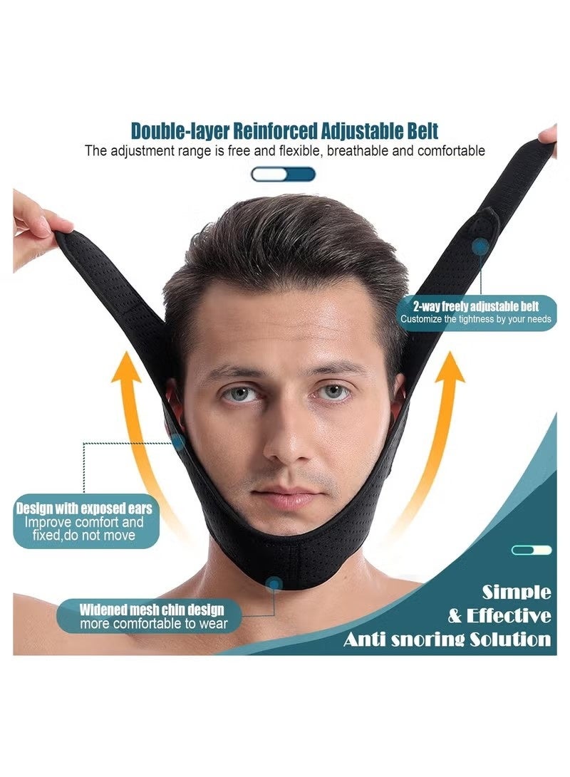 حزام ذقن مضاد للشخير للرجال والنساء، قابل للتعديل المزدوج، مناسب لمستخدمي جهاز ضغط مجرى الهواء الإيجابي المستمر (CPAP)، حل فعال للشخير، جهاز لوقف الشخير أثناء النوم، مضاد لجفاف الفم أثناء التنفس - Image 5