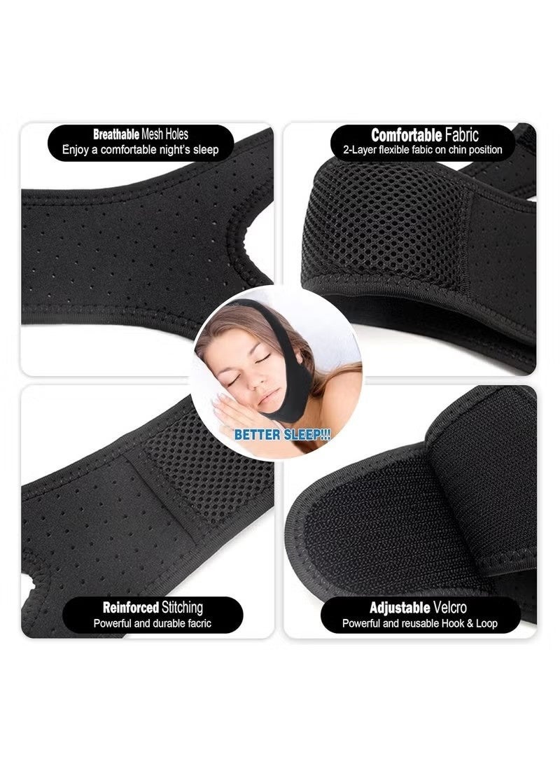 حزام ذقن مضاد للشخير للرجال والنساء، قابل للتعديل المزدوج، مناسب لمستخدمي جهاز ضغط مجرى الهواء الإيجابي المستمر (CPAP)، حل فعال للشخير، جهاز لوقف الشخير أثناء النوم، مضاد لجفاف الفم أثناء التنفس - Image 2