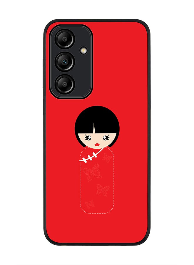 Stylizedd Rugged Black Edge Case for Samsung Galaxy A55, Slim fit Soft Case Flexible Rubber Edges Anti Drop TPU Gel Thin Cover -  Chinese Doll - Image 1