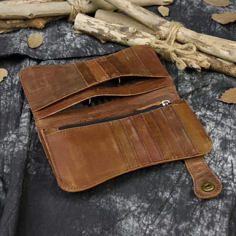 LUUFAN Men's Genuine Leather Long Wallet Chain Wallet Card holder Wallet with Coin Pocket (Dragon) - Image 5
