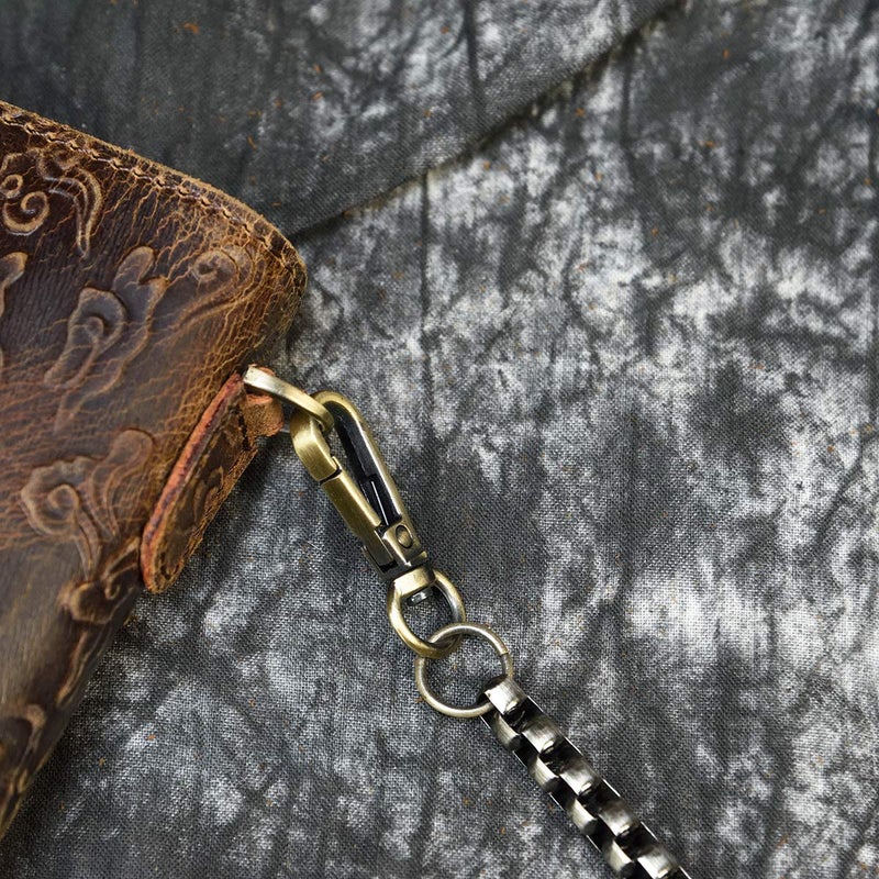 LUUFAN Men's Genuine Leather Long Wallet Chain Wallet Card holder Wallet with Coin Pocket (Dragon) - Image 4