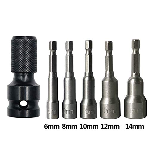 DCA 2PCS 1/2 inch Square Drive to 1/4 inch Hex Female Socket Adapter Converter Chuck Adapter for Impact Air and Electric Wrench - Image 5