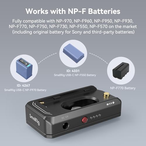 SmallRig NP-F Battery Adapter Mount Plate for Canon EOS R5, R5 C and BMPCC 4K, 6K, 6K Pro, with USB-C Port and Dual DC Outputs Compatible with NP-F970, NP-F550, NP-F770-3168B - Image 5