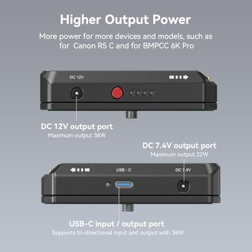 SmallRig NP-F Battery Adapter Mount Plate for Canon EOS R5, R5 C and BMPCC 4K, 6K, 6K Pro, with USB-C Port and Dual DC Outputs Compatible with NP-F970, NP-F550, NP-F770-3168B - Image 4