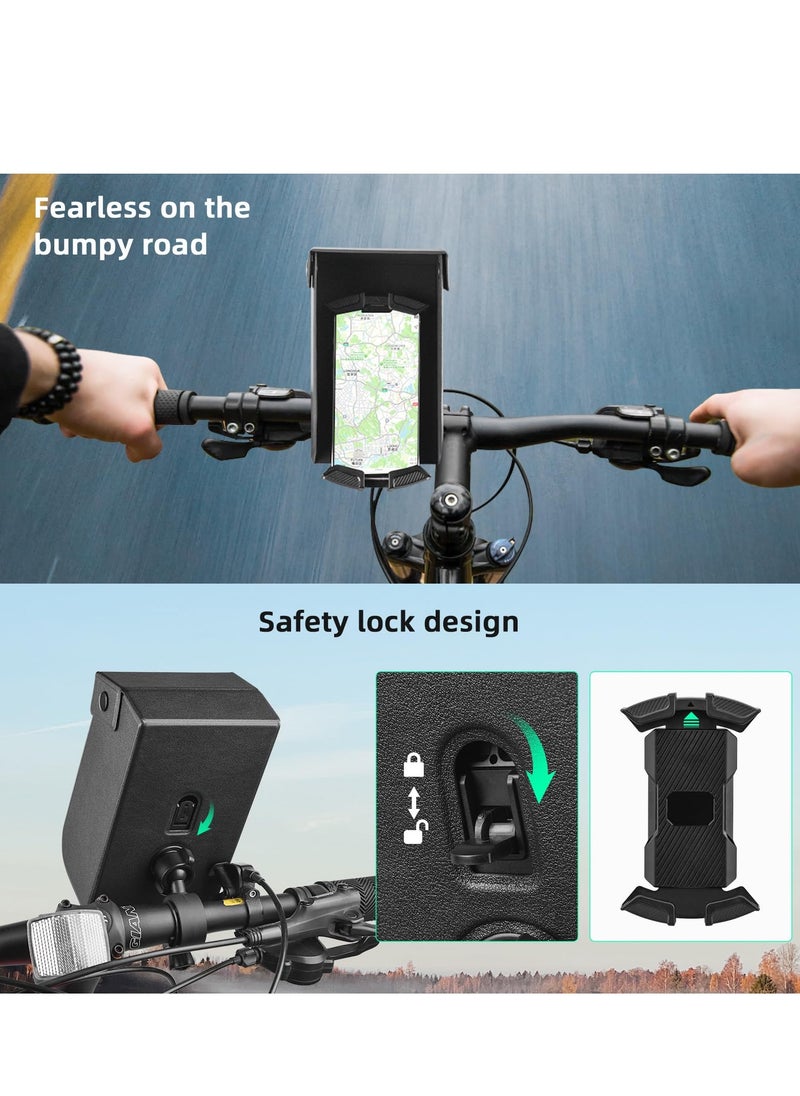 SYOSI Motorcycle Phone Mount Holder with Sun Shade Waterproof 360° Rotatable Reduce Glare and Reflection, Sturdy Secure Can One-Handed Operation Premium ABS and PC Anti Oxidation Compatibility Any Phone  - Image 4