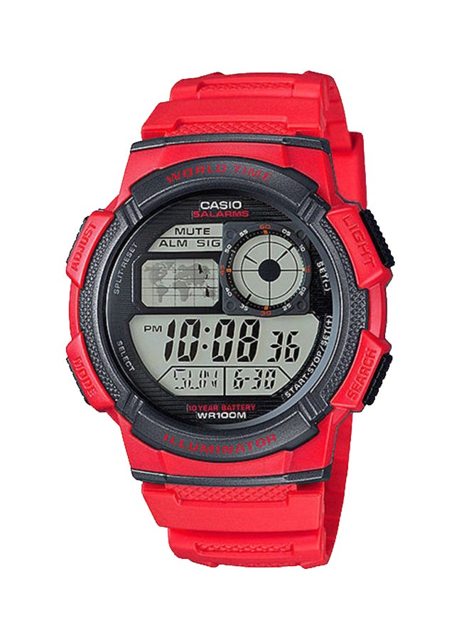 CASIO Boys Resin Digital Quartz Watch AE-1000W-4AVDF - 48 mm - Red - Image 1
