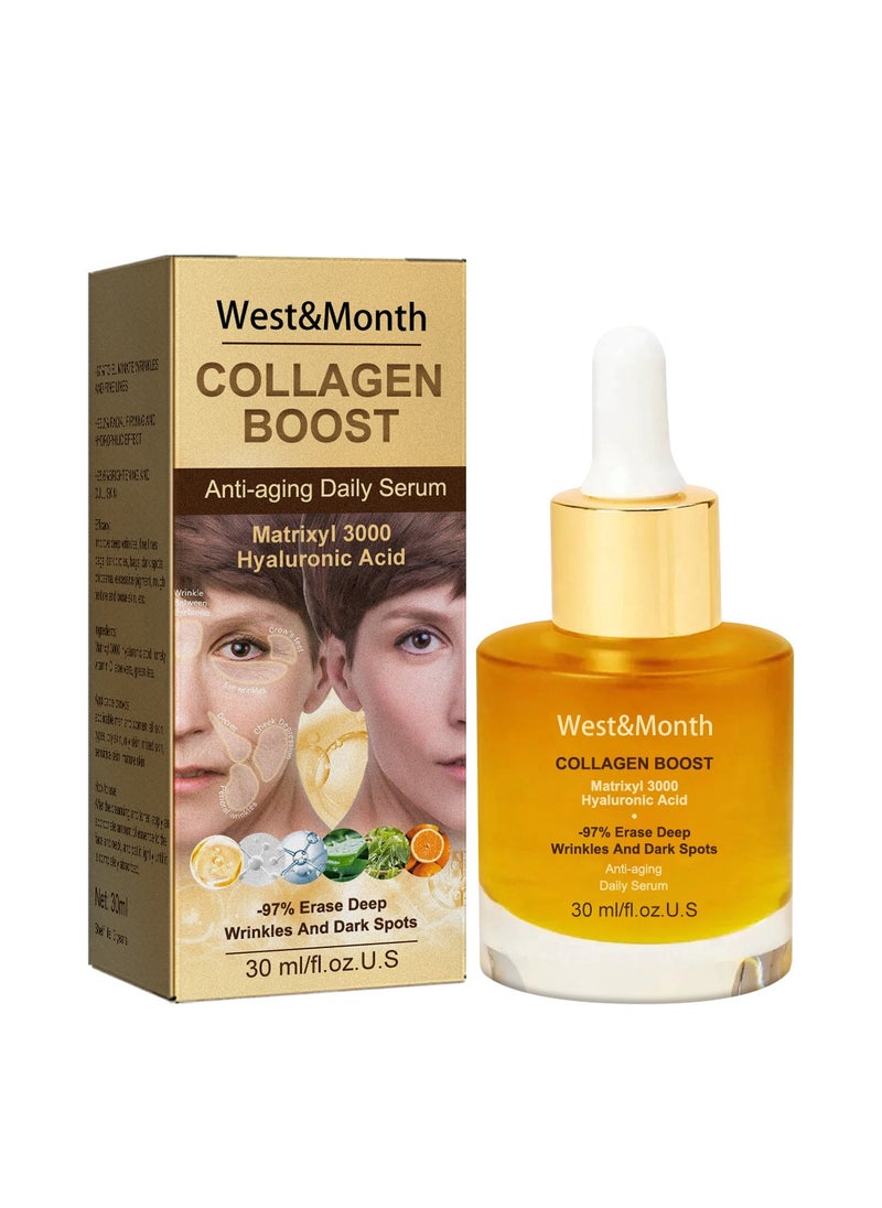 West&Month - Instant Anti-aging Face Serum, 30ml Dark Spot Corrector Serum, Collagen Anti-wrinkle Serum, Face Moisturizer For Skin Tightening, Brightening and Hydrating, Dark Spots, Repairs Skin Barrier - Image 1